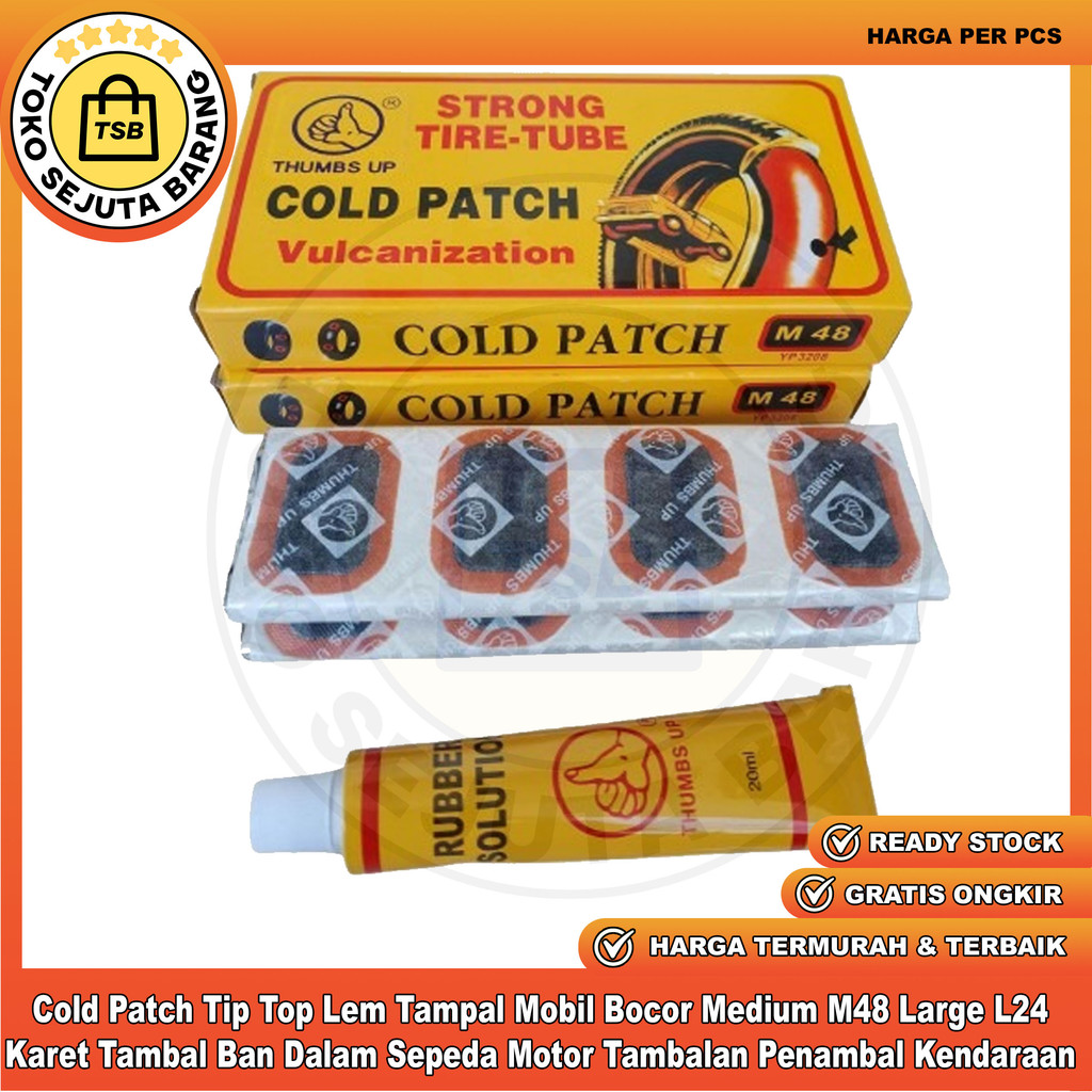Cold Patch Tip Top Lem Tampal Mobil Bocor Cap Jempol Thumbs Up Medium M48 Large L24 Karet Tambal Ban