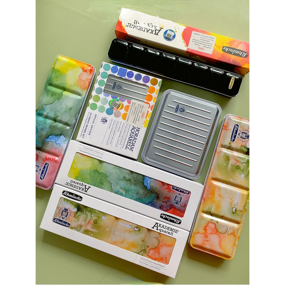 

Schmink College Grade Solid Watercolor Paint 12 Color Half Block Iron Box Watercolor Painting Pigment Master Level Art Supplies