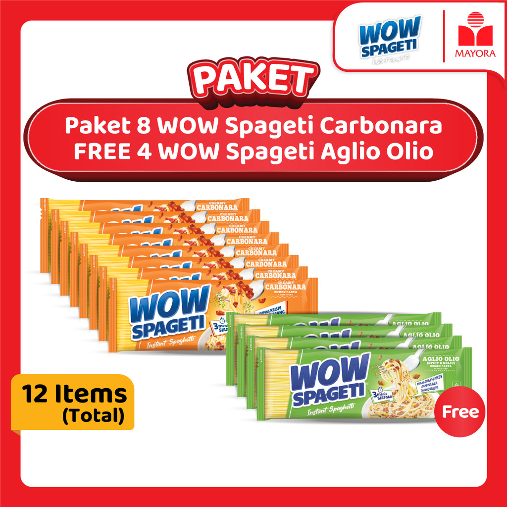 

Paket 8 WOW Spageti Carbonara FREE 4 WOW Spageti Aglio Olio