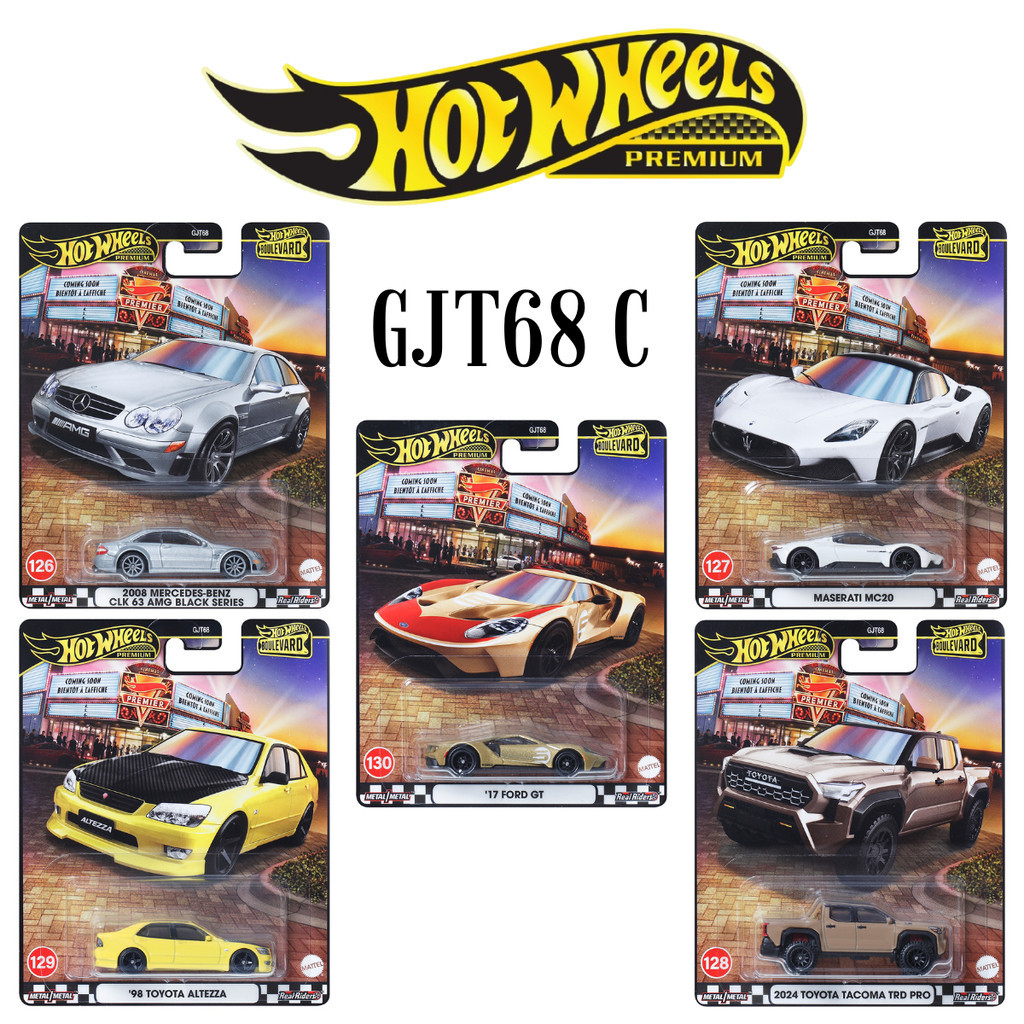 Hot Wheels Premium Boulevard GJT68 C 2025 Set 5Pcs Mercedes CLK Maserati Altezza Tacoma Ford GT Kole