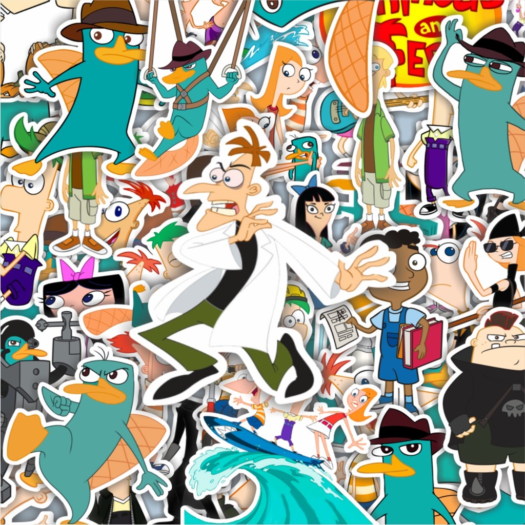 

100PCS Lucu Stiker Kartun Phineas And Ferb Stiker Aesthetic Stiker Anti Air Stikers Berperekat Waterproof sticker decal buat Motor Helm Buku Journal Koper Casing HP Laptop Botol Minum Hadiah anak