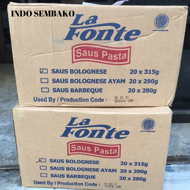 

Saus Bolognese La fonte 20 x 315g dus / Saus pasta Bolognese Lafonte 315g dus isi 20