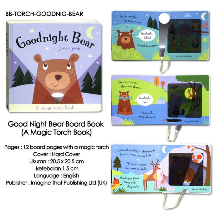 Sale Buku Senter Ajaib Goodnight Bear / Lion / Frog / cat (Magic Torch Book - use the magic torch to