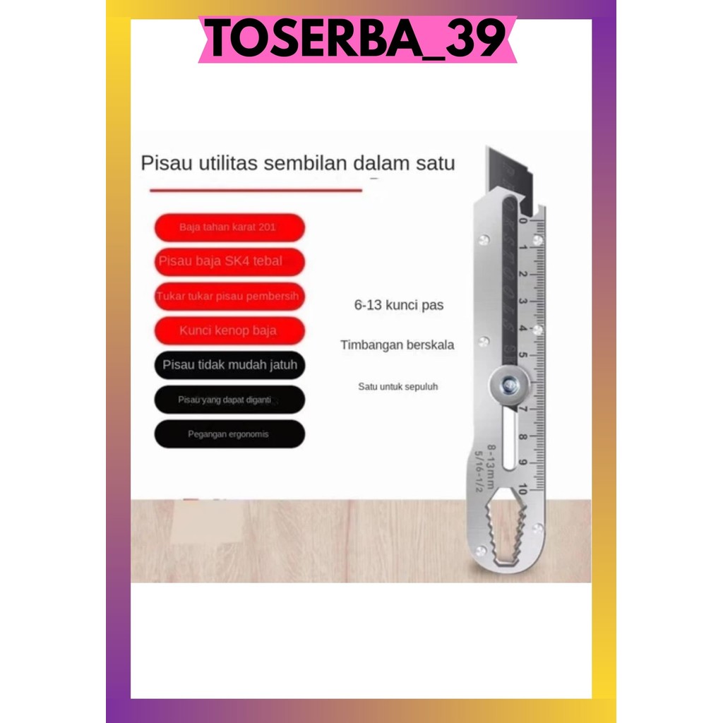 

T39 PISAU CUTTER SILVER STAINLESS VIRAL 9IN1 SERBAGUNA 9 IN 1 TAJAM DAN TAHAN LAMA