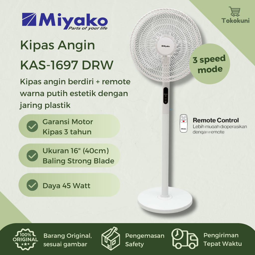 Kipas Angin Berdiri Miyako KAS 1697 DRW Remote