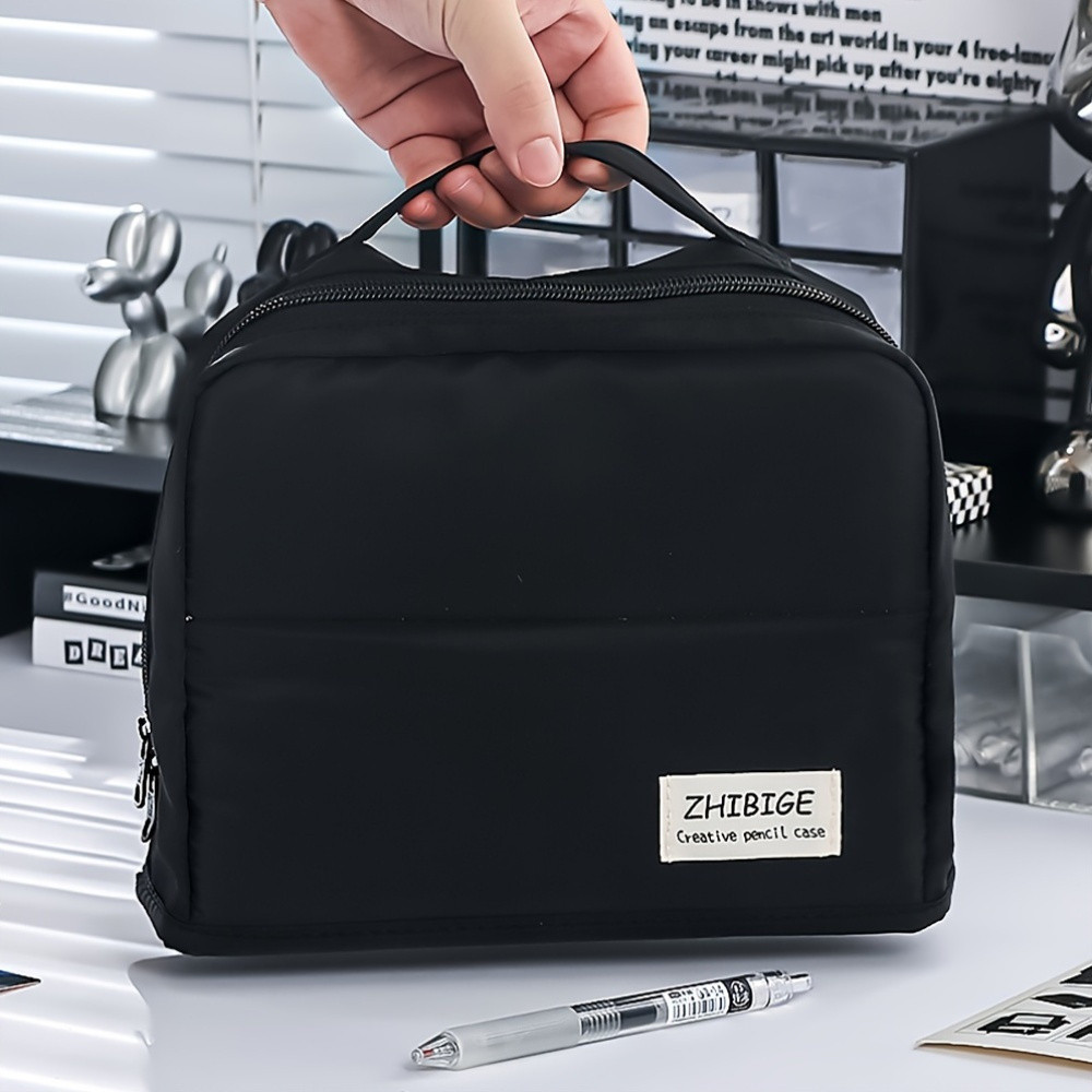 

Extra Large Capacity Pencil Case - Durable Polyester Multi-Compartment Organizer for School Supplies and Cosmetics, Portable Des