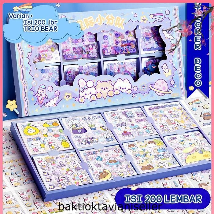 

Sticker Lucu Korea Momo Stiker Buku Diary DIY Hp Memo Journal Catatan - TRIO BEAR