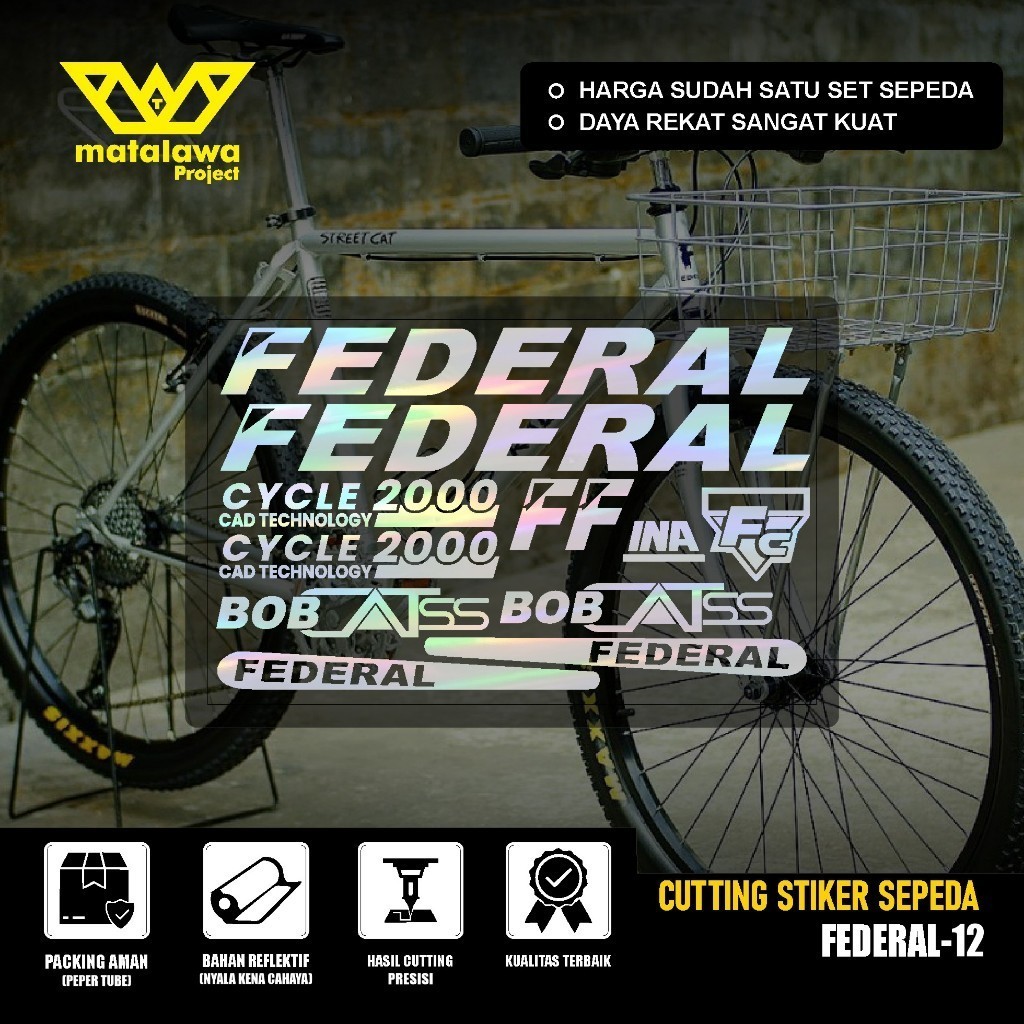 Stiker FEDERAL BOB Cat ss Cutting Sticker Sepeda Streetcat MG 33 MTB BIKE street cat 550 SX 12 Holog