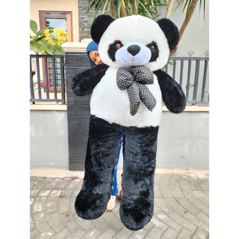 Boneka Beruang Panda Jumbo Besar 1.2 Meter Dan Boba Jumbo LED Lampu Label SNI
