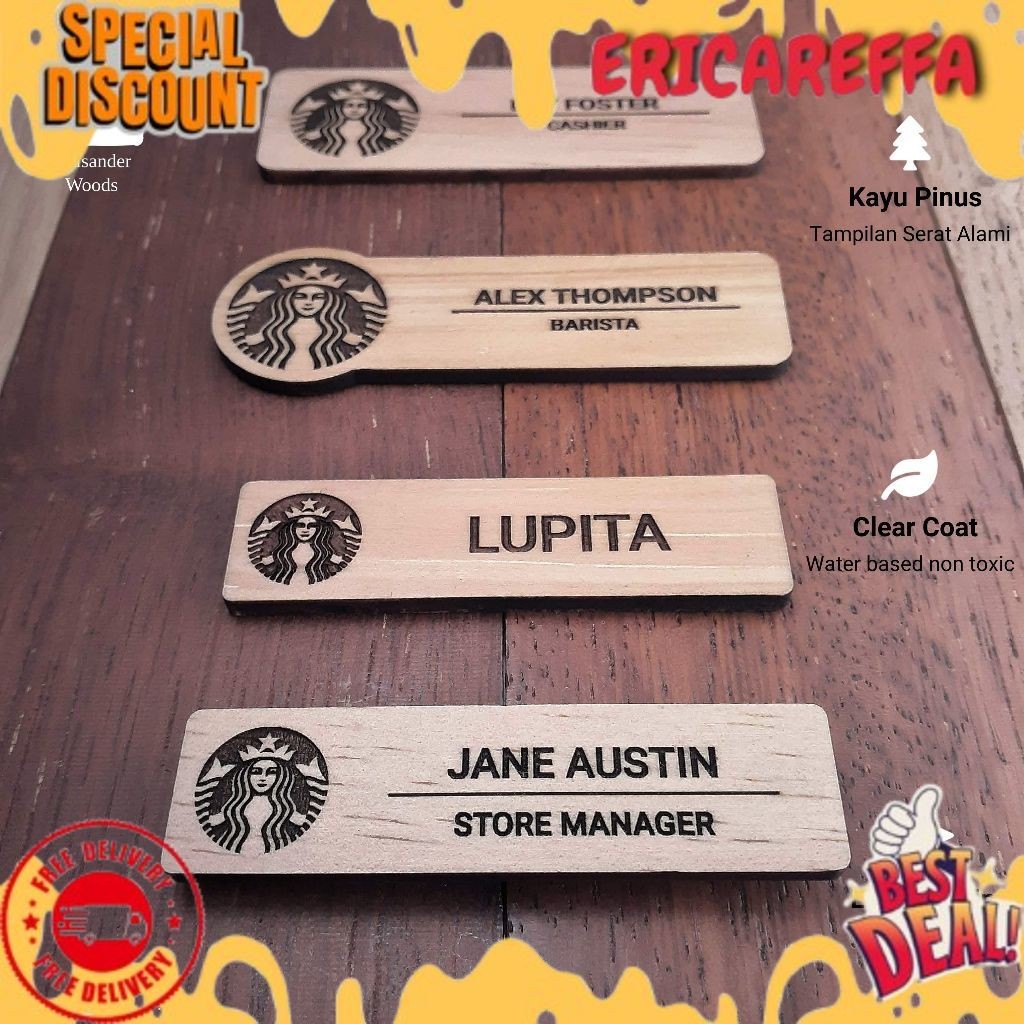 

Name Tag Magnet Custom Kayu | Custom Name Tag | Tag Nama Magnet Custom | Papan Nama Dada Magnet SPECIAL EDITION !!! CHRISANDER