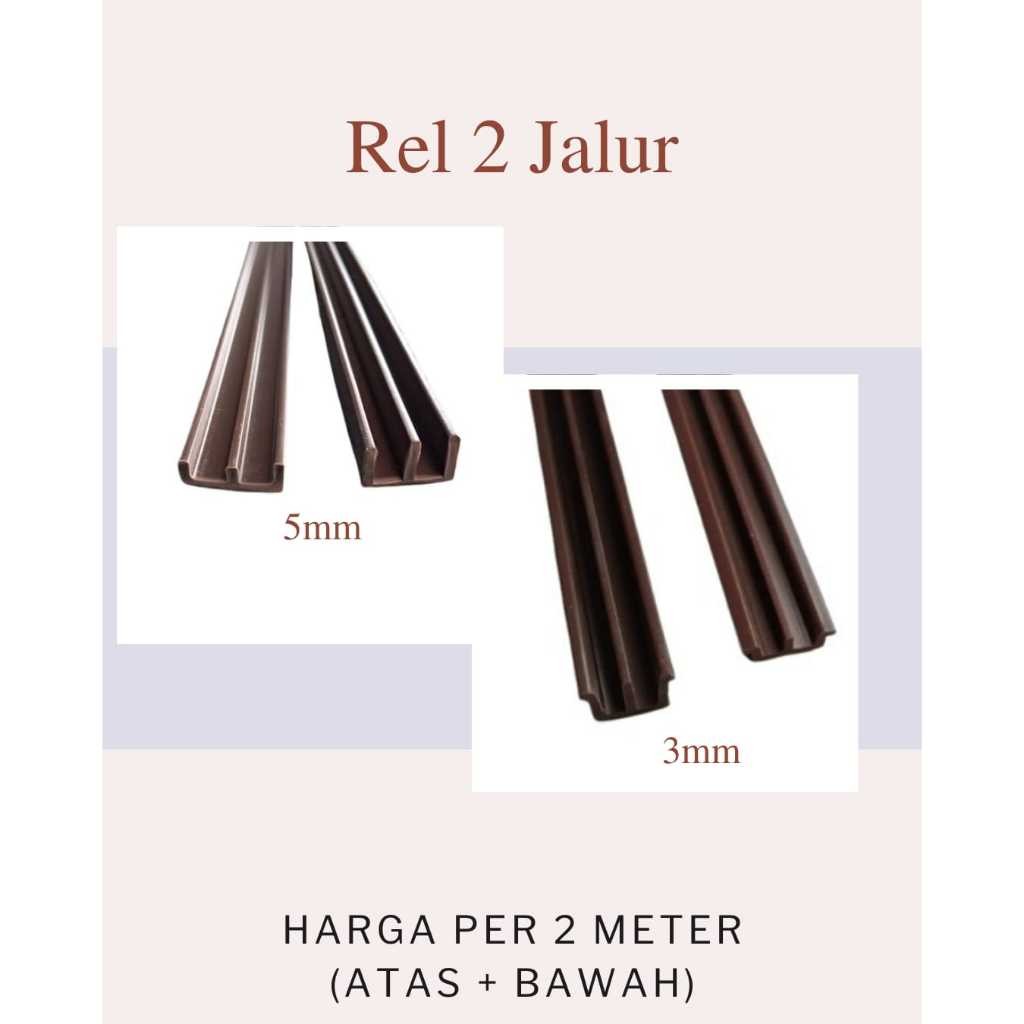 Rel 2 Jalur Atas Bawah / Rel Kaca Sliding / Rel Pintu Geser - 2mtr