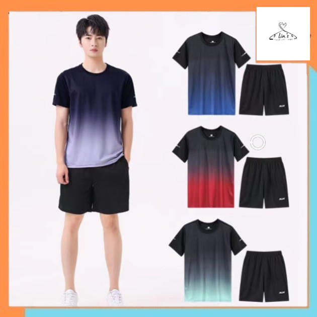 Outfit olahraga 1 Set Stelan Baju Olahraga Pria Badminton Jersey Futsal Setelan Running Impor / Sete