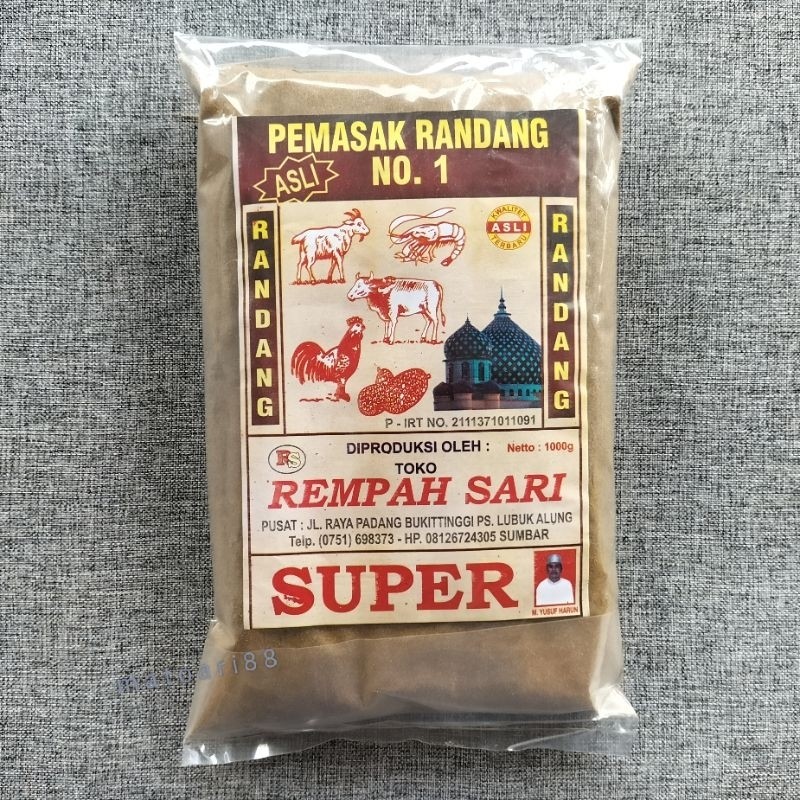 

Bumbu PEMASAK RENDANG Rempah Sari 1kg asli Lubuk Alung Padang Pariaman