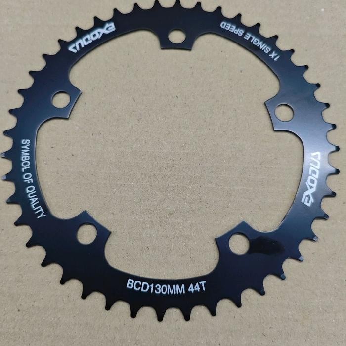 Chainring Single Speed 44T Dan 46T Exodus BCD 130 Fixie Chain Ring Hitam Sepeda MTB Folding Fixie 44