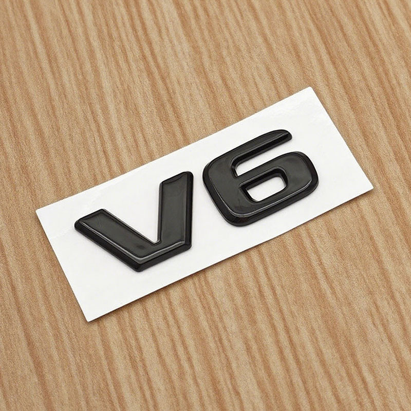 3d ABS V6 Logo Car Rear Trunk Sticker Badge Emblem for Mercedes W204 C280 ML SLK 320 BMW Au Ford Mus