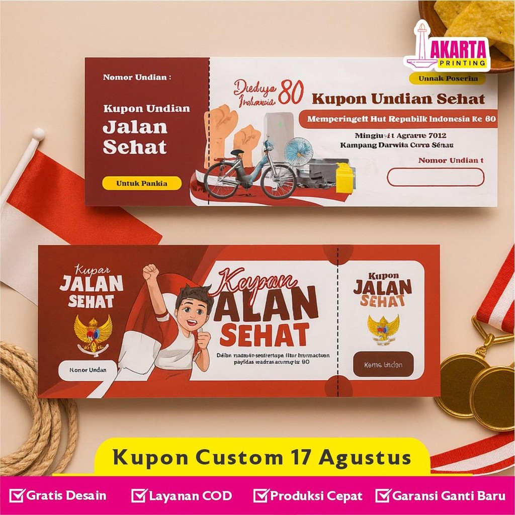 

Kupon Custom 17 Agustus Murah Kupon Kemerdekaan Indonesia Kupon Parkir Acara Desain Keren Lucu