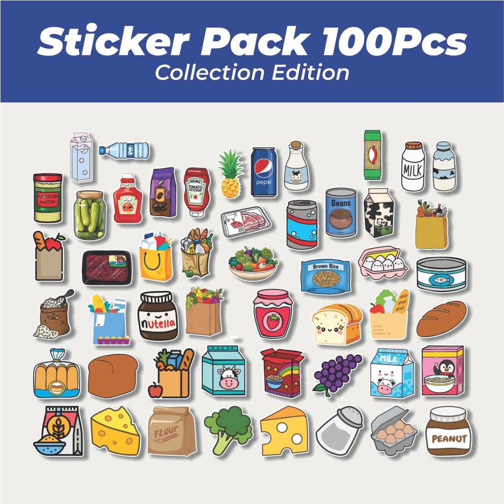 

Hot Stiker Groceries [Bahan Makanan] Lucu Anti Air Stikers Berperekat Waterproof Sticker Decal Buat Motor Helm Buku Journal Koper Casing HP Laptop Botol Minum