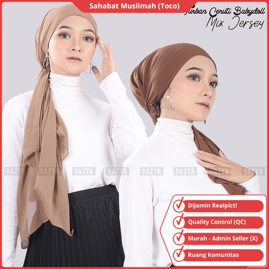 Turban Instan Dewasa Hijab Kerudung Jilbab Wanita Kekinian Perempuan Motif Terbaru 2026 Queen Turban