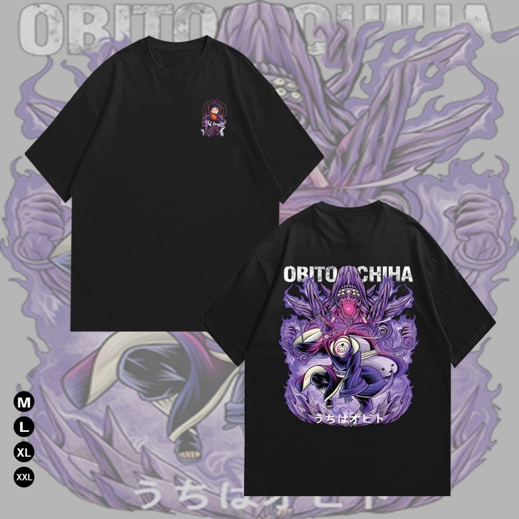 Kaos Anime Naruto Obito Uchiha - kaos Distro Obito Uchiha Jubi Mode - Atasan Cotton DEWASA PRIA