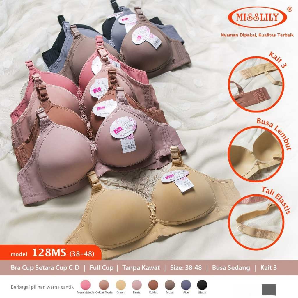 Bra misslily 128 Cup C-D BH JUMBO BIG SIZE KAIT 3 TANPA KAWAT BEST SELLER MISSLILY BRA ORIGINAL MURA