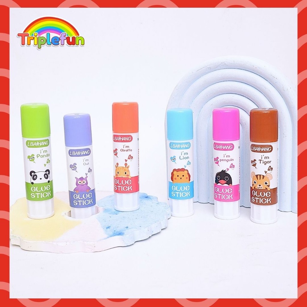 

Lem Stik Baihang Animal Family 8 gr Lem Kertas Stick Putar DIY Colorfull