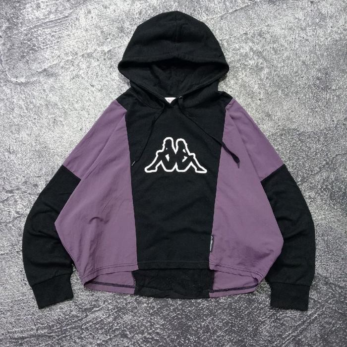 Jaket Hoodie crop KAPPA big logo sablon two colour bagus size xxl