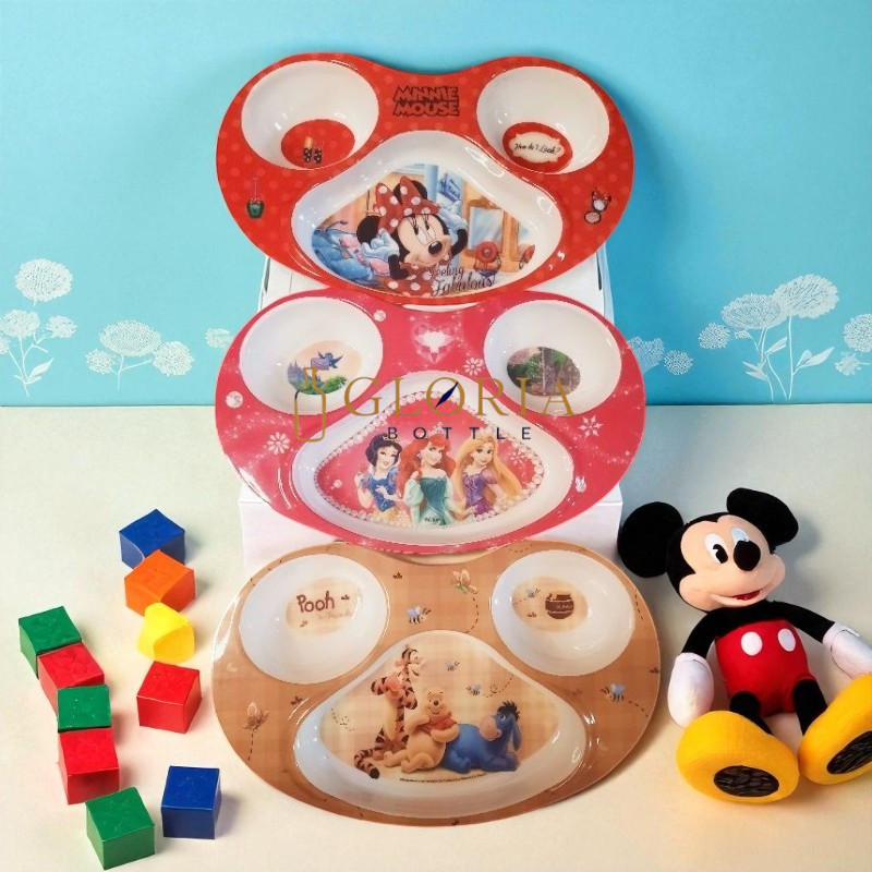 GOLDEN DRAGON Disney Plate Melamin Piring 3 Sekat Alat Makan Anak Karakter Frozen Mickey PC0710