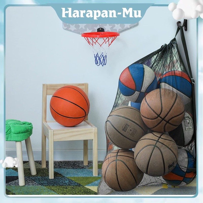 Tas Jaring Penyimpanan Bola Keranjang Bola Jaring Bola Sepak Kapasitas Besar Kantong Jaring Olahraga