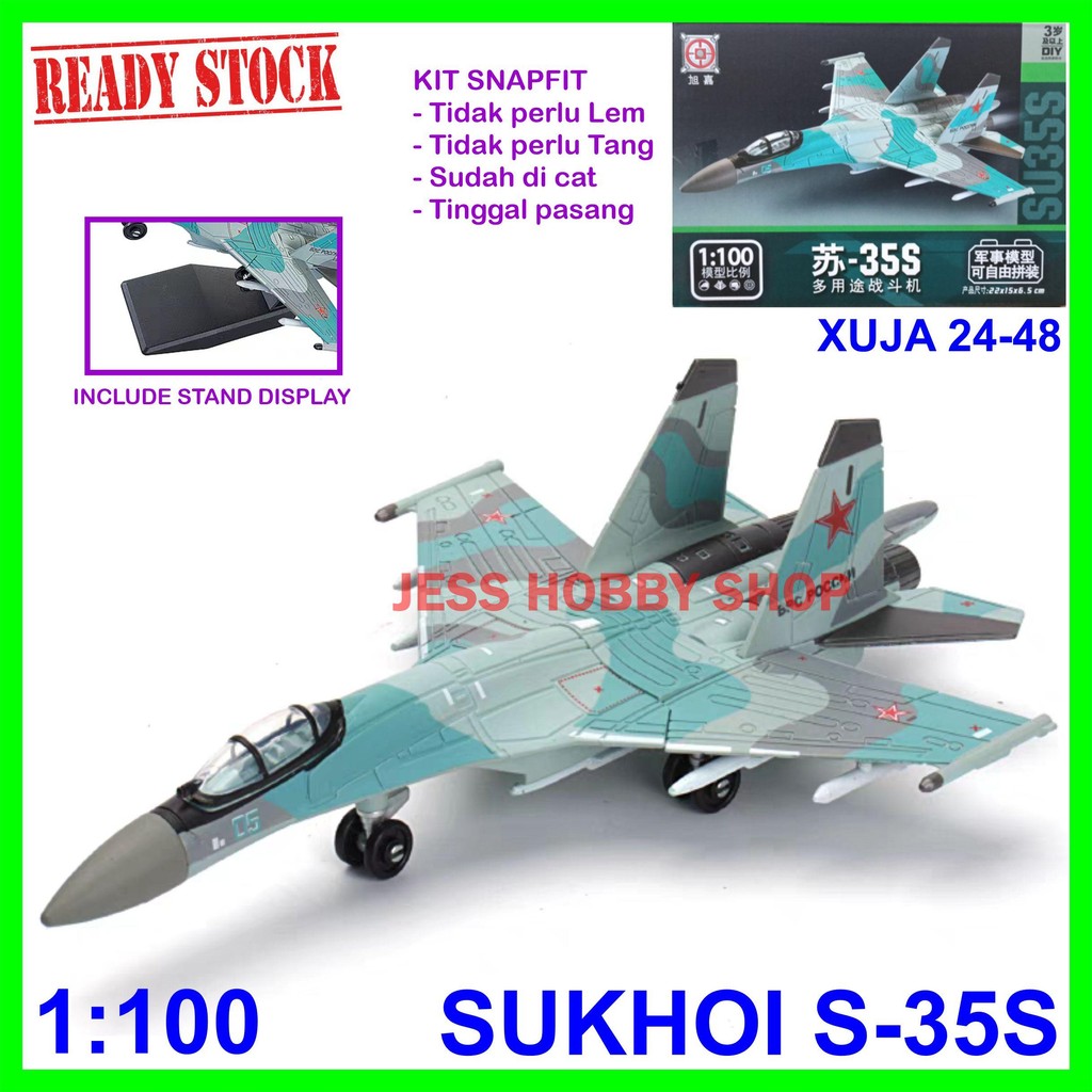 Model Kit XUJA 1/100 Pesawat Sukhoi SU-35S Flanker E Fighter Aircraft Su35S Su35 Snapfit Military Bl