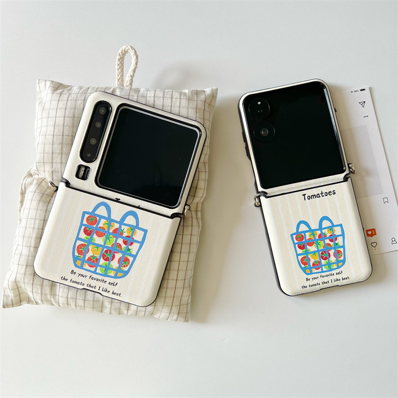 ins keranjang tomat sederhana untuk Huawei purx shell ponsel kulit keras lipat kecil untuk Xiaomi mi