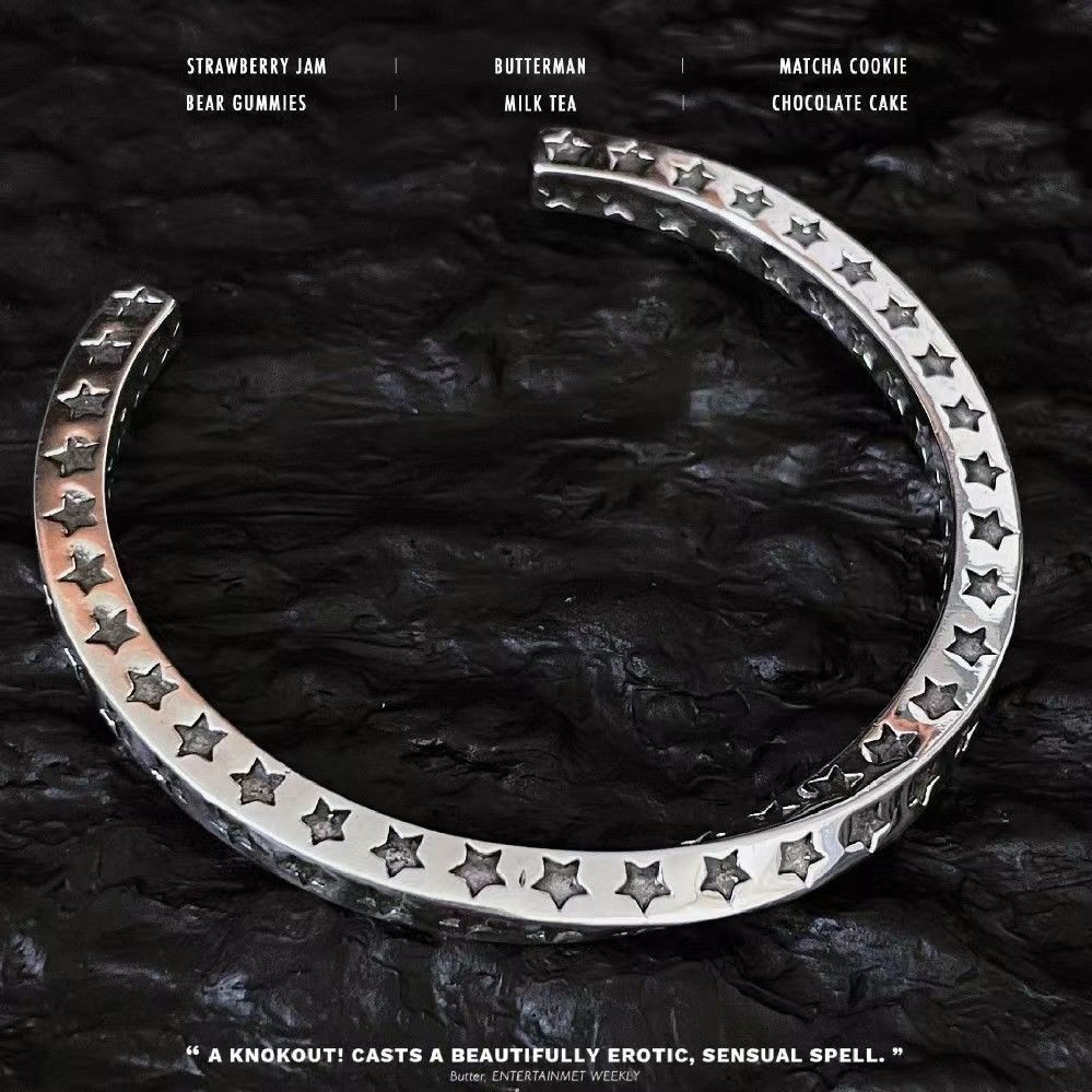 Gelang Pentagram Mobius Perak Thailand Hipster Wanita Seratus Cocok Gelang Retro Terbuka