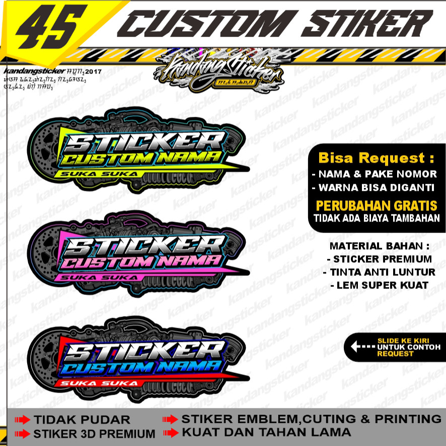 Stiker Racing Custom Satuan Nama Suka Suka Sticker Bengkel Motor Stiker SpeedShop Custom Stiker Timb