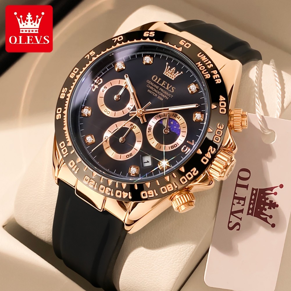 OLEVS 2875 Luxury Quartz Watch for Men Waterproof Sports Timer Calendar Shockproof Luminous Mens Wri
