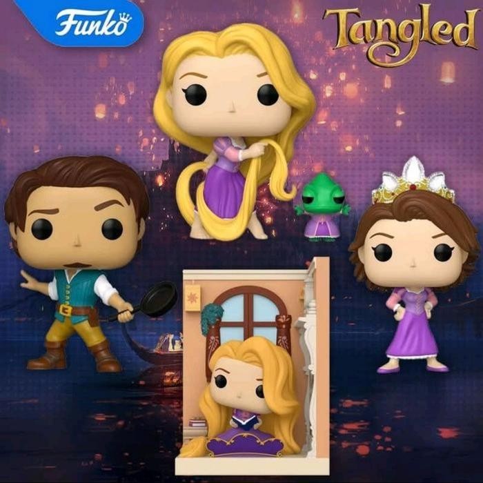 ORIGINAL Funko Pop Tangled Rapunzel with Crown Pascal in Tower Flynn