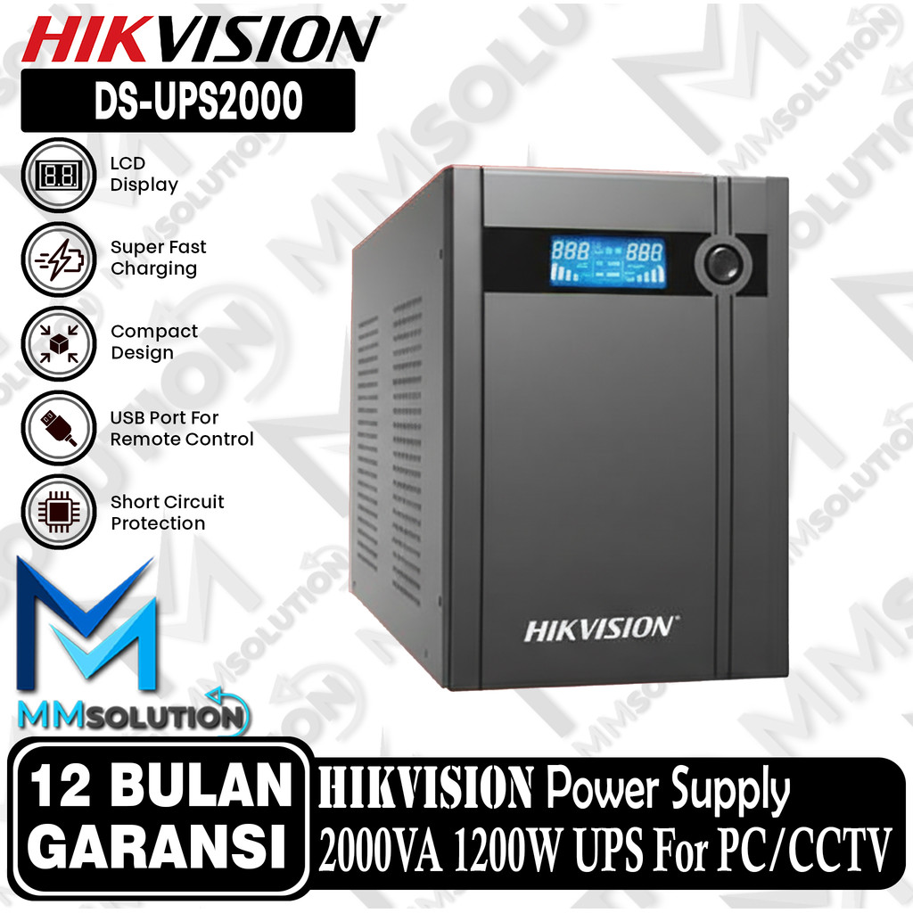 HIKVISION DS-UPS2000 2000VA 1200W POWER SUPPLY UPS FOR PC / CCTV