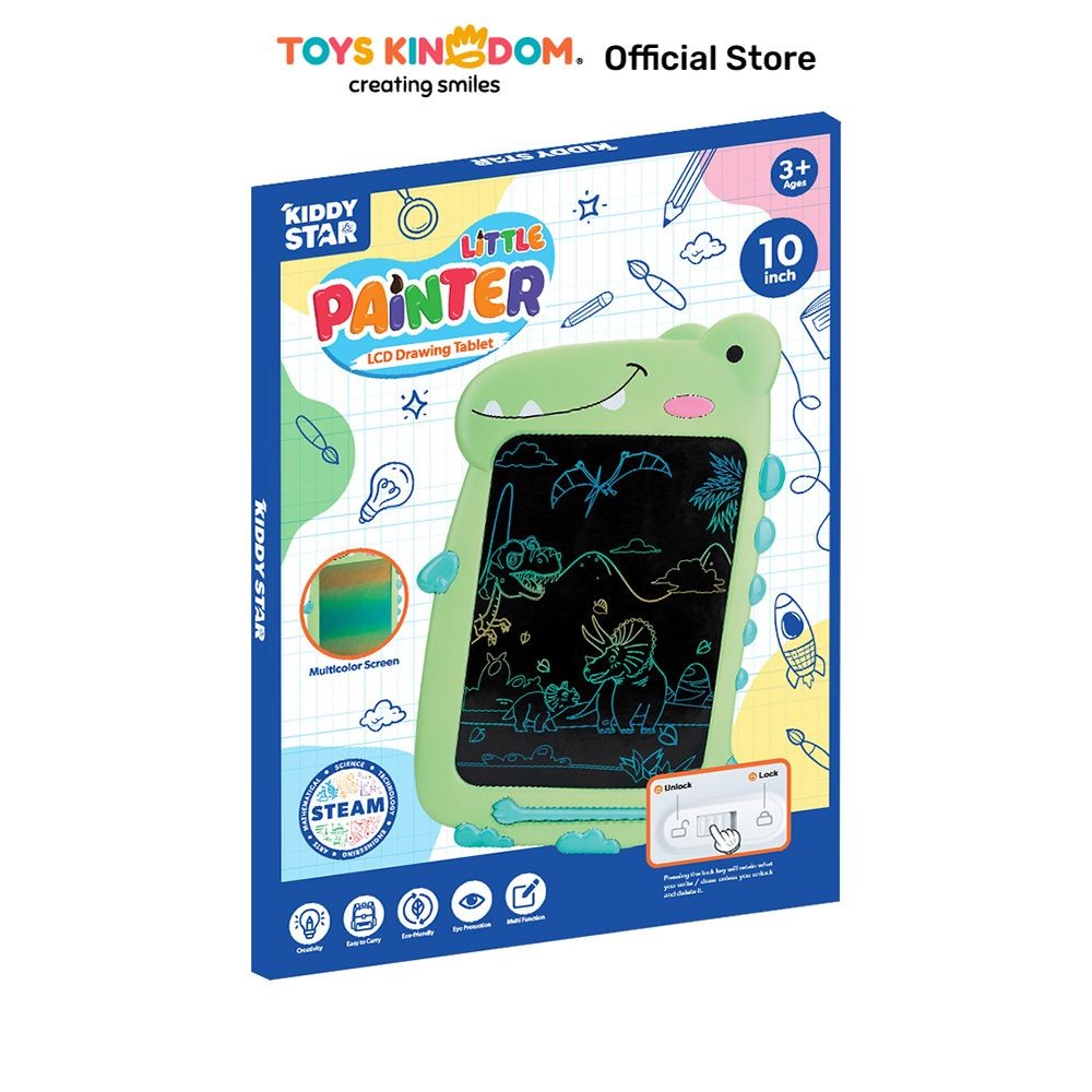 Kiddy Star 10 inci Lcd Drawing Board Dinosaur - Hijau Papan Tulis Anak Toys Kids Toy Papan Gambar