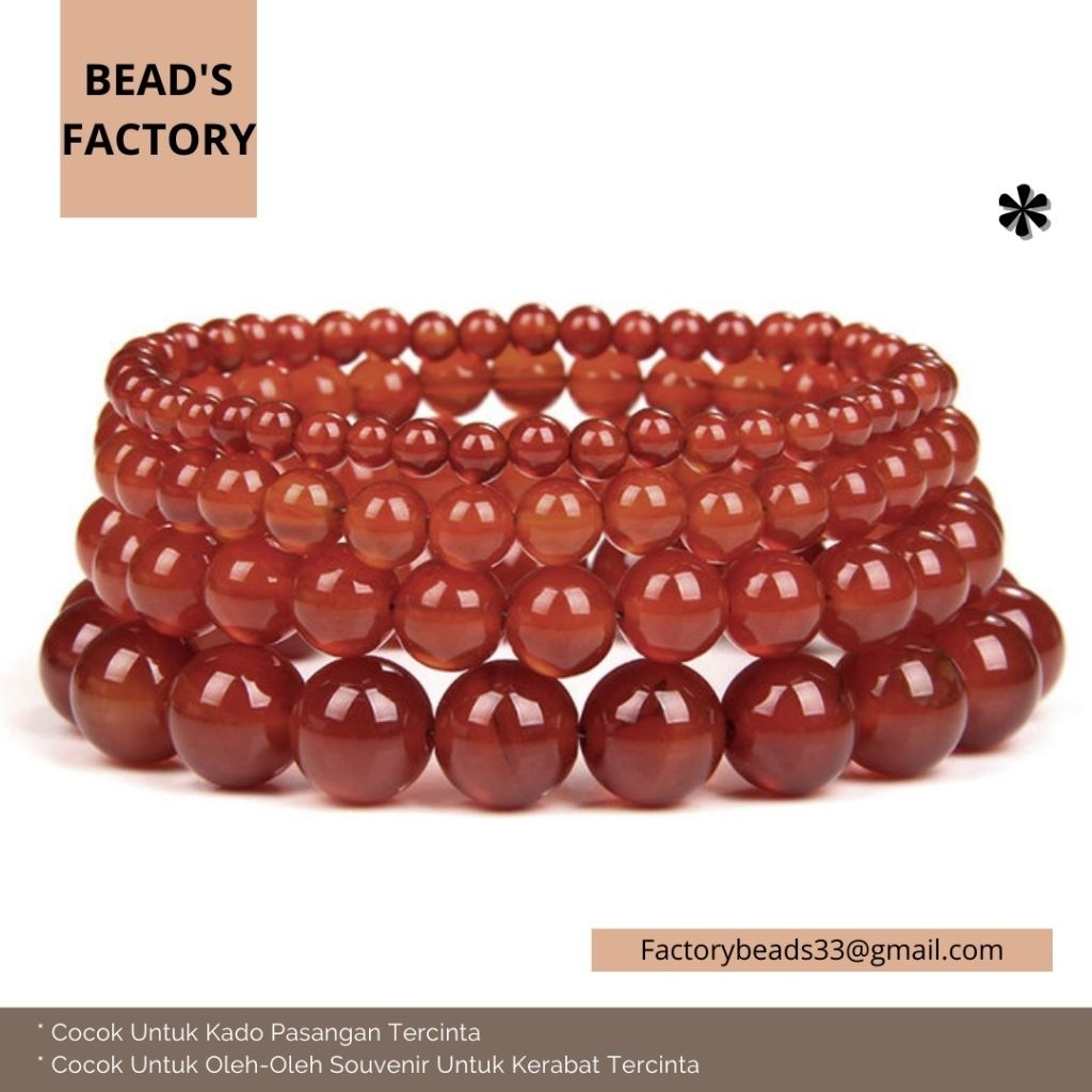 Gelang Tangan Batu Kristal Agate Carnelian Merah Natural Untuk Wanita Stones
