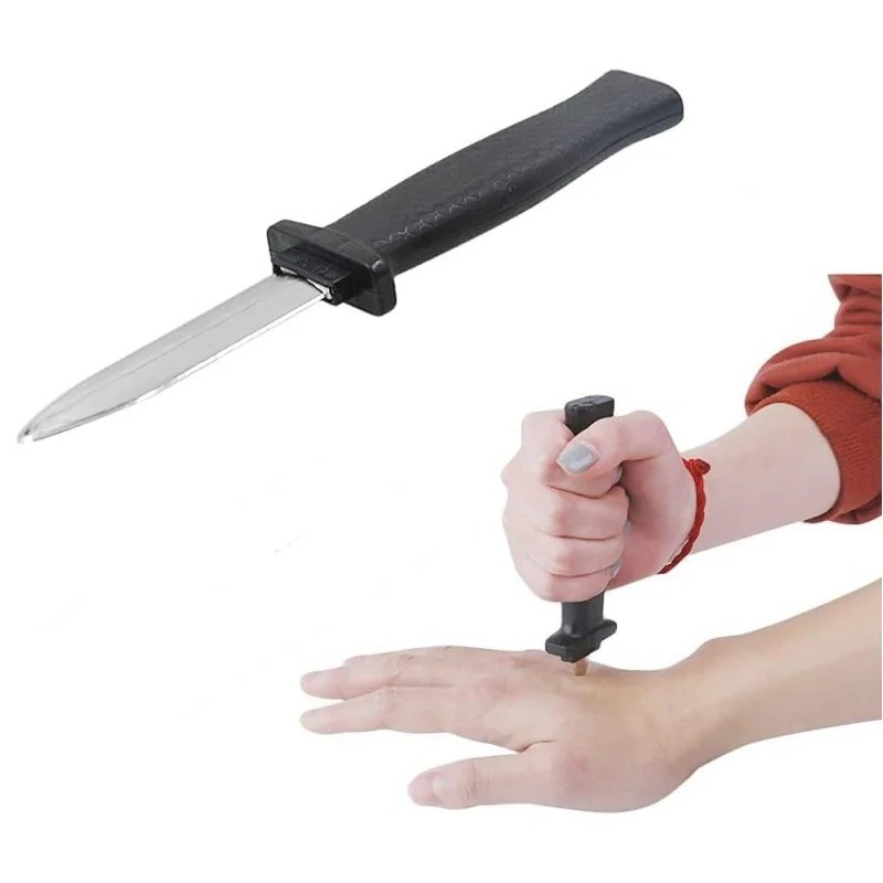 Retractable Fake Knife - Adult Plastic Magic Prank Toy for Jokes, Scary Tricks & Halloween Props (Re