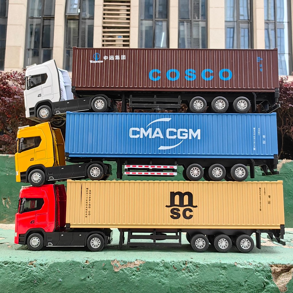 1/50 Simulation Large Truck Toy Car Model Alloy Diecast Transport Container Vehicle Car For Boy Gift
