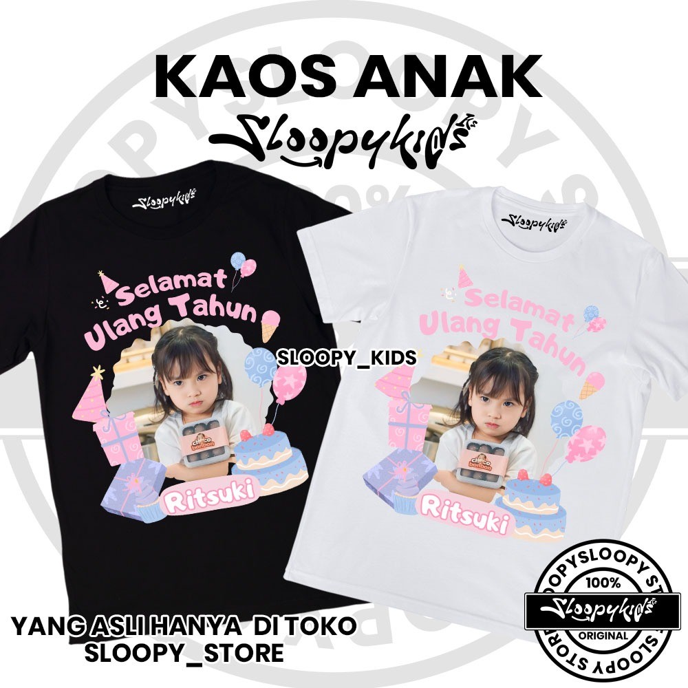 Custom kaos Ulang tahun anak bisa ganti foto dan nama/kaos anak/kaos custom foto SLOOPY STORE