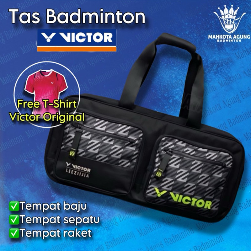 TAS BADMINTON VICTOR ORIGINAL WARNA HITAM BONUS BAJU BADMINTON VICTOR