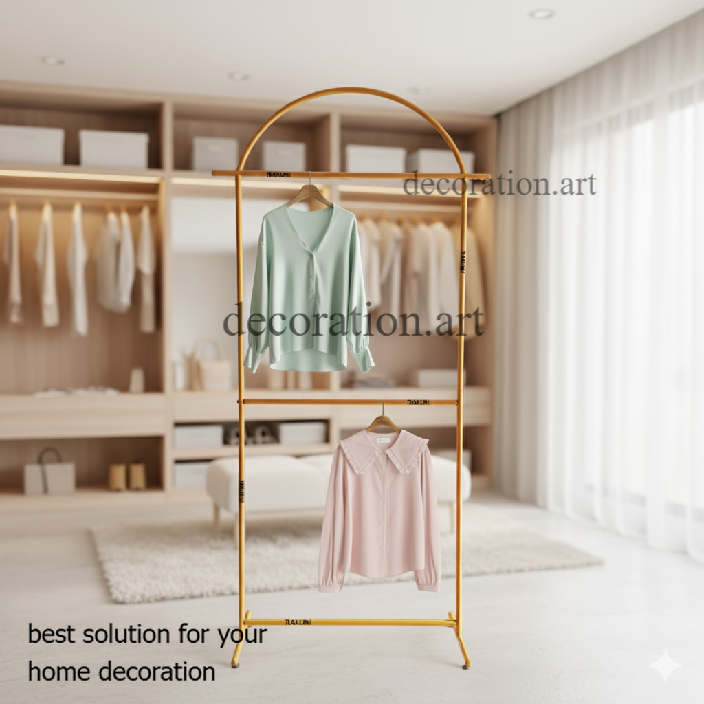 RAK HIJAB PREMIUM GAWANG OVAL SUSUN 2 - RAK BAJU BESI OVAL TINGKAT 2 MINIMALIS/GAWANG BAJU KNOCKDOWN