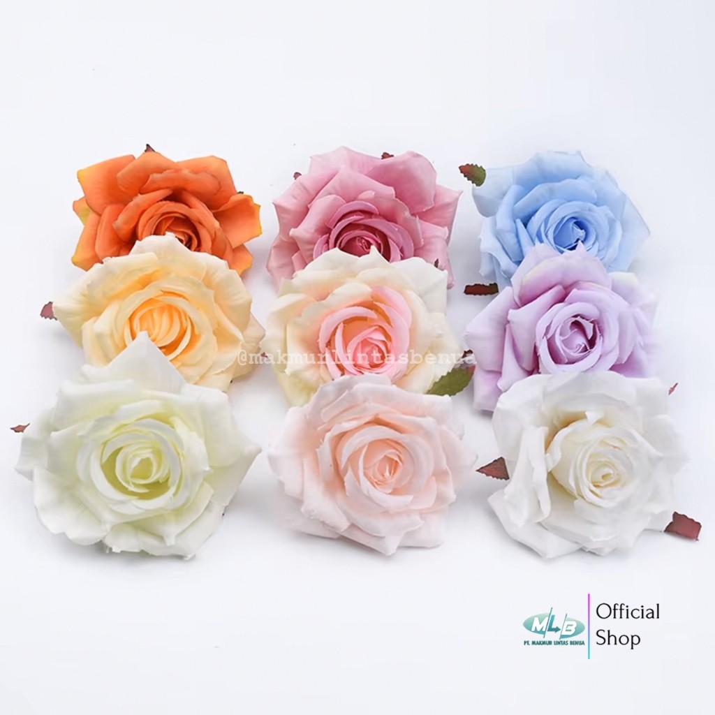 JBS [1PCS] Kuntum Bunga Real Rose Mawar Lancip Tanpa Tangkai 9cm Kuntuman Artificial