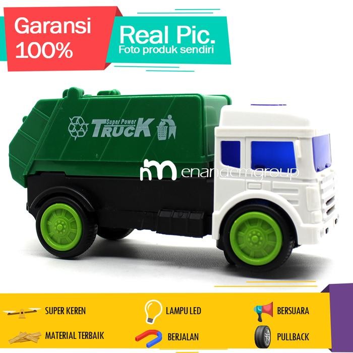 Mainan Anak Mobil Mobilan Mobil Truk Sampah Sanitation Garbage Truck - Hijau by Summerstore id