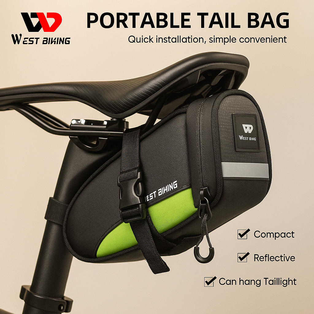 Tas Bawah Jok Sepeda West Biking Saddle Bag Tas Sadel Sepeda Waterproof Tahan Air Anti Air dengan St