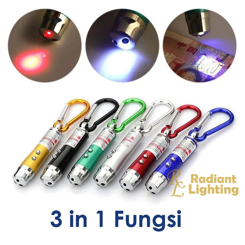 Laser Mini Gantungan Kunci 3 in 1 Pointer Laser Senter Kecil Mainan