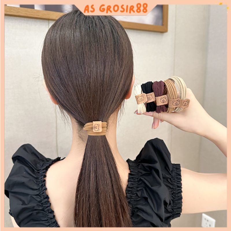 Kunciran Rambut Anak Perempuan Bear Tag Scrunchie Ponytail Mini Korean Style AS KCR18