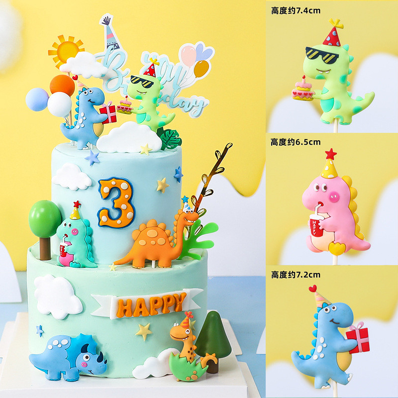Kartun Kue Topper Dinosaurus Lucu /  Lunak Cake Untuk Anak-anak Pesta Ulang Tahun Dekorasi / Tahun A