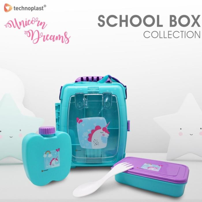 Technoplast Unicorn Dreams School Lunch Box Koper Set Kotak Makan Anak
