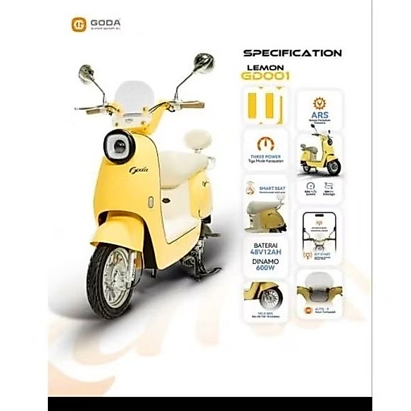 Sepeda listrik merek goda 001 Lemon